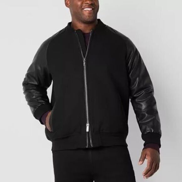 O'Neill Other - Shaquille O'Neal XLG Varsity Jacket Mens 3XL‎ Black Zip Up Faux Leather Trim NEW